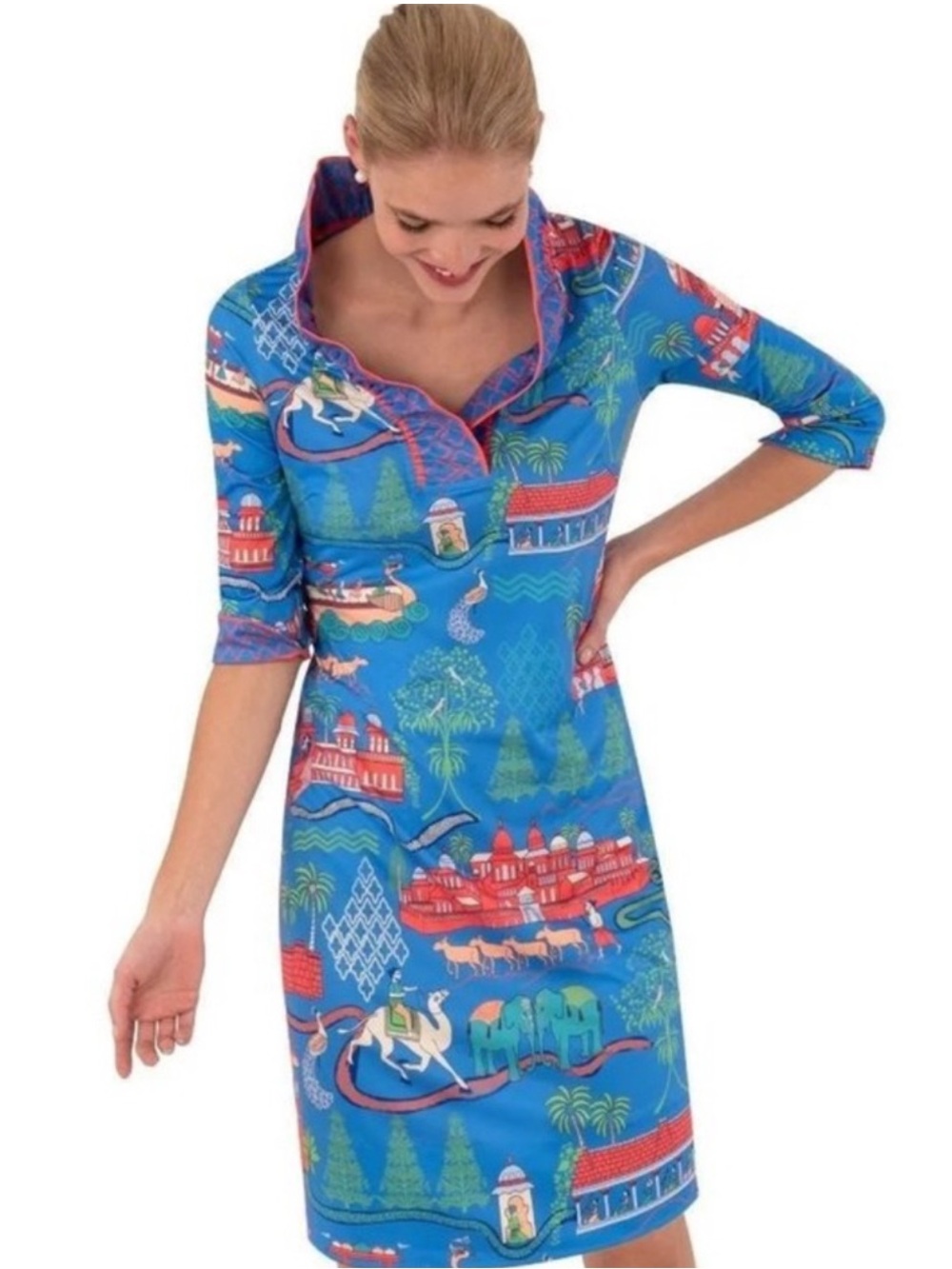 NWT Gretchen Scott Ruffneck Dress in Jodhpur Journal Size S